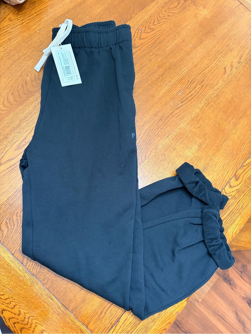 Women's Black Fleece Jogger Pants with Drawstring Waist